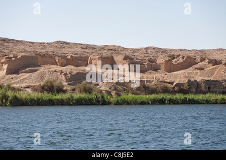 Ansicht des Gebel Silsila Sandstein Steinbruch am Westufer des Nils, in der Nähe von Assuan, Süden von Ägypten Stockfoto
