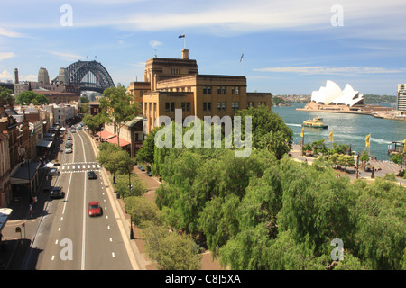 Sydney, Australien, New South Wales, Sydney Harbour, Sydney Hafen-Brücke, Skyline, Opernhaus, Opernhaus, Touristenattraktion, Stockfoto