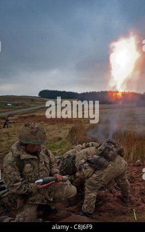 ist er L16A2 81 mm Mörser eine Battlegroup Ebene indirektes Feuer Waffe Stockfoto