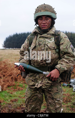 ist er L16A2 81 mm Mörser eine Battlegroup Ebene indirektes Feuer Waffe Stockfoto