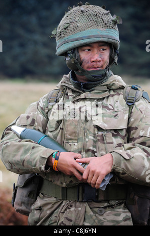 ist er L16A2 81 mm Mörser eine Battlegroup Ebene indirektes Feuer Waffe Stockfoto