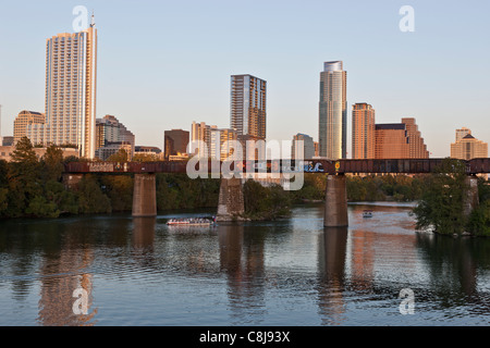 Austin Skyline bei Sonnenuntergang Stockfoto