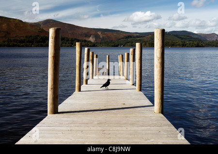 Holzsteg, "Derwent Water", Borrowdale, "Lake District", Cumbria, England, UK Stockfoto