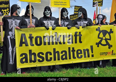 Anti, Atomenergie, Kernenergie, Energie, Kernkraftwerk, Bayern, Deutschland, Energieversorger, Europa, Gundremmingen, nukleare Stockfoto