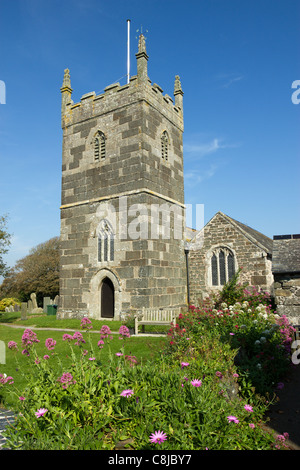 St. Mellanus Kirche in Mullion, Cornwall UK. Stockfoto