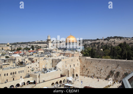 Skyline von Jerusalem mit Haube des Felsens Stockfoto