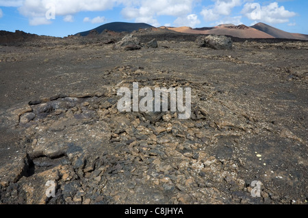 Vulkanlandschaft genommen im Nationalpark Timanfaya, Lanzarote, Kanarische Inseln, Spanien Stockfoto