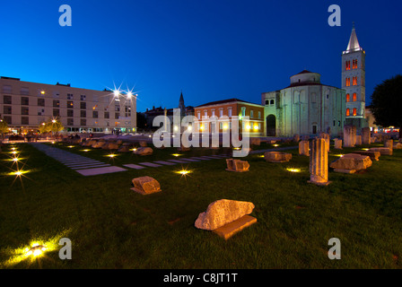 Zentrum der Stadt Zadar, Forum. Adria, Kroatien. Stockfoto