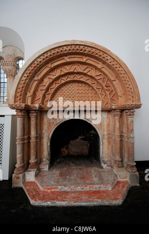 Kamin im großen Schlafzimmer Schloss Devizes, Wiltshire UK Stockfoto