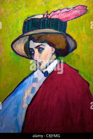 Porträt einer jungen Frau in einem großen Hut von Gabriele Münster, 1909, Courtauld Galerien, Somerset House, London, England, Vereinigtes Königreich, U Stockfoto