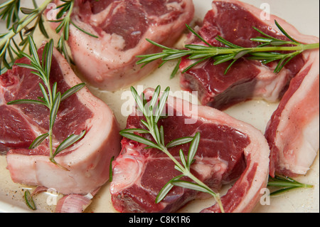 britische Bio-Lamm-Koteletts Stockfoto