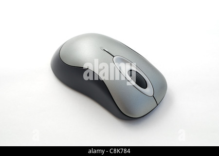 Drahtlose Computer-Maus isoliert auf weißem Hintergrund Stockfoto
