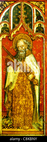 Filby, Norfolk, Lettner, St. Paul mit männlichen Schwertheiliger Heiligen englischen mittelalterlichen Bildschirme Malerei Gemälde gemalt panel Stockfoto