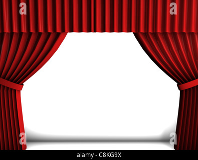 3D Rendering, Konzeptbild, Theater Stil rote Vorhänge. Stockfoto