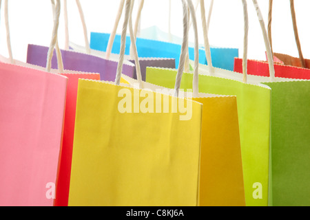 Nahaufnahme von bunten Einkaufstüten Stockfoto