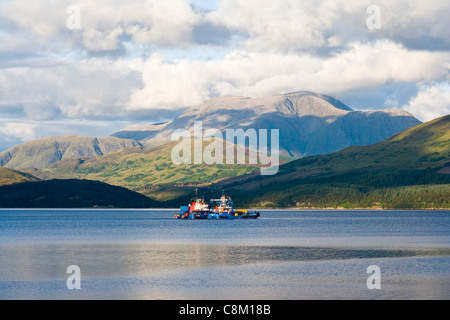 Ansicht des Ben Nevis aus über Loch Linnhe in den schottischen highlands Stockfoto