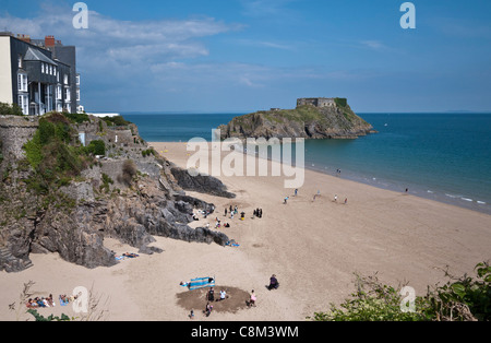 Tenby, South Beach und Fort, Pembrokeshire, South Wales, Großbritannien Stockfoto