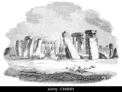 Druiden Tempel Stonehenge prähistorische Monument Wiltshire Erdarbeiten dichteste komplexe Bronze Jungsteinzeit Denkmäler Beerdigung Stockfoto