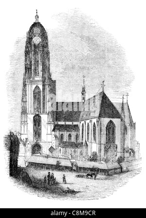 Frankfurt Kathedrale Saint Bartholomeus Dom Dom Sankt Bartholomäus gotischen Deutschland Turmspitze Turmuhr Stockfoto