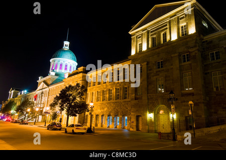 Rue De La Commune und Notre Dame de Bonsecours Chapel in Old Montreal Kanada Stockfoto