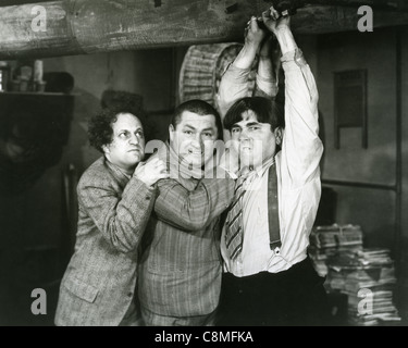 DIE drei STOOGES uns Varieté und späteren Film Komödie Trio von links: Larry Fine, Curly Howard, Moe Howard Stockfoto