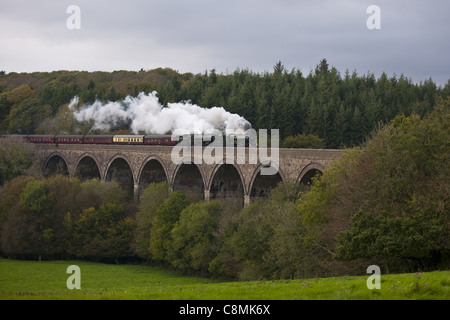 König Edward ich & Oliver Cromwell dämpfen über Blachford Viadukt Stockfoto