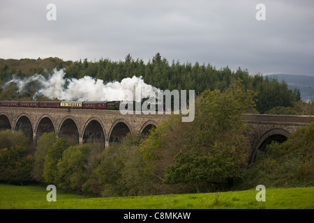 König Edward ich & Oliver Cromwell dämpfen über Blachford Viadukt Stockfoto