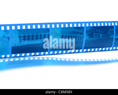 blaue Fotofilm mit Schatten Stockfoto