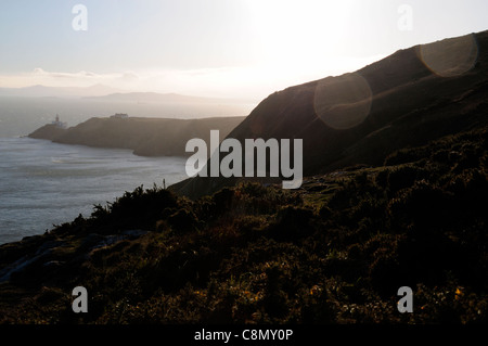 Bailey Irish Leuchtturm auf Howth head co Dublin mit Blick auf die Bucht von Dublin Stockfoto