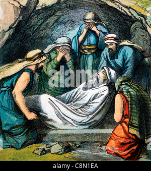Bibel Geschichten - Illustration von Isaak und Ismael begraben Abraham In der Höhle Machpela Genesis Xxv 7-11 Stockfoto