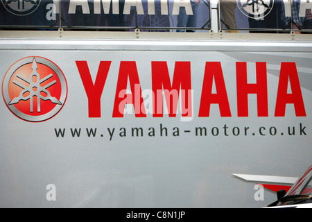 Japanische Firma Yamaha Promo Zeichen und Logos Stockfoto