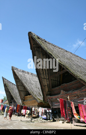 Traditionellen Batak Ulos weben Dorf Stockfoto