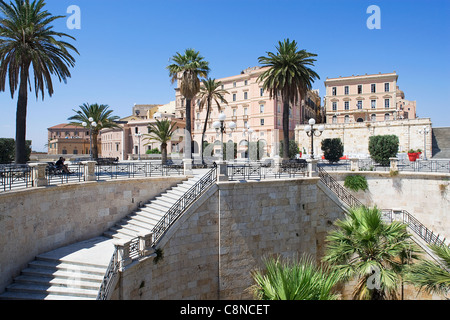 Italien, Sardinien, Cagliari, Castello Bezirk, Bastione di San Remy Terrasse Stockfoto
