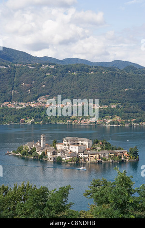Italien, Piemont, Lago d ' Orta, Blick auf die Isola di San Giulio Stockfoto