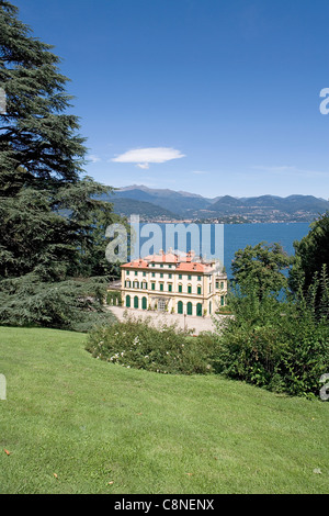 Italien, Piemont, Lago Maggiore, Stresa, Villa Pallavicino, Villa am Ufer des Sees Stockfoto