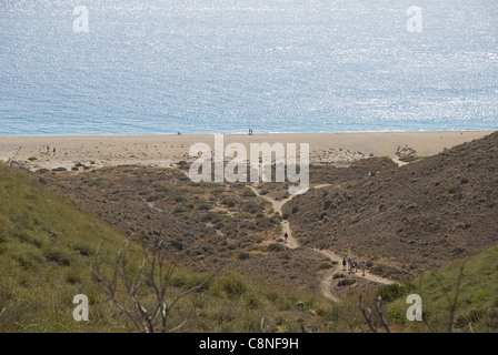 Spanien, Andalusien, Almeria, Playa de Los Muertos, Blick Richtung Strand Stockfoto