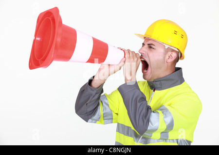 Verkehr-Wache schreiend in einem pylon Stockfoto