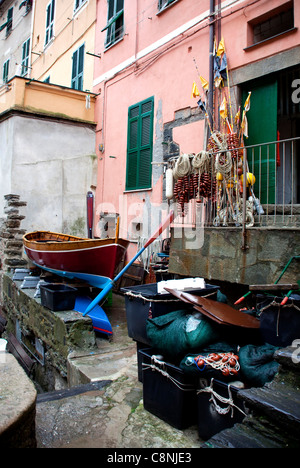 Vernazza, berühmten und charmante Fischerdorf am Meer, Cinqueterre, Cinque Terre, Ligurien, Italien Stockfoto