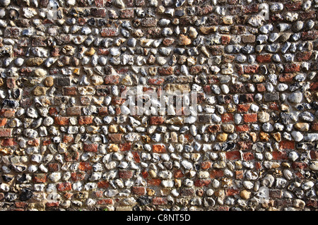 Flint Wand, Scheune Street, Lavenham, Suffolk, England, Vereinigtes Königreich Stockfoto