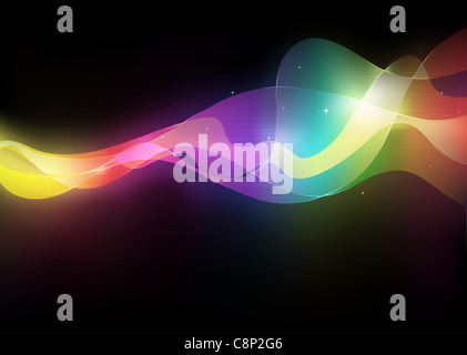 Abbildung der abstrakten Hintergrund mit Farbe verwischt magische Neonlicht gekrümmte Linien Stockfoto