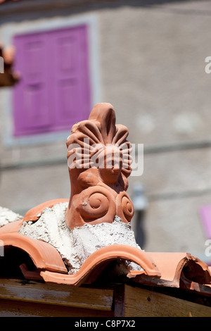 Dekorative Dach Ornament in Mithymna, Lesbos, Griechenland Stockfoto