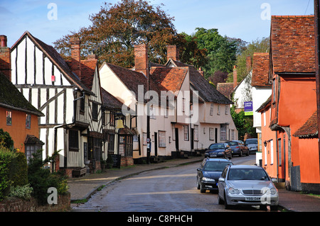 14. Jahrhundert Häuser The Bell Inn und Periode, The Street, Kersey, Suffolk, England, Vereinigtes Königreich Stockfoto