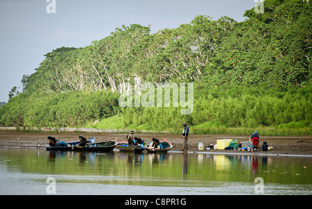 Boote vom Fluss Tambopata National Reserve Puerto Maldonado Amazonasgebiet Peru Stockfoto