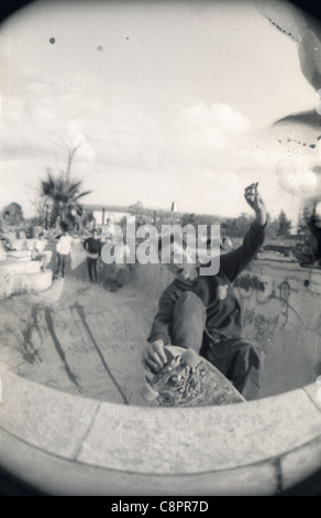 Skateboard Sitzung im Oktober 1987 in Visalia, Kalifornien. Stockfoto