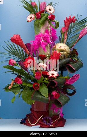 Halloween-Chrysantheme-Blumen-Arrangement Neuheitendienst Southport Chrysantheme Flwoer, Merseyside, England Stockfoto