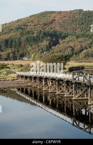 Großbritannien, Wales, Penmaenpool Mautbrücke über Fluss Mawddach Stockfoto