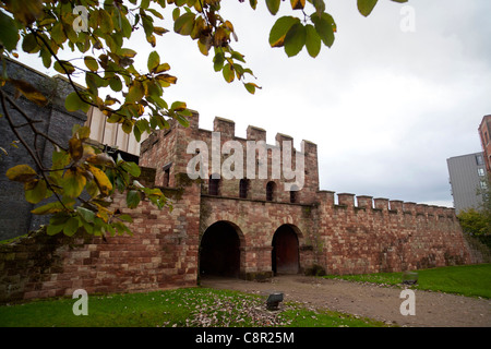 Rekonstruktion der das Nordtor des Roman Fort vor Ort in Castlefield in Manchester UK Stockfoto