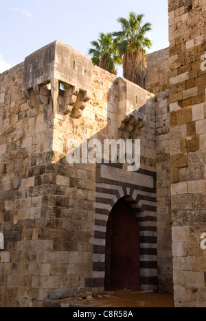 Eingang zur Zitadelle von Raymond de St Gilles, Tripolis, nördlichen Libanon. Stockfoto