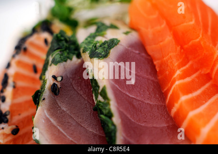 Nahaufnahme Blick auf Thunfisch. Stockfoto