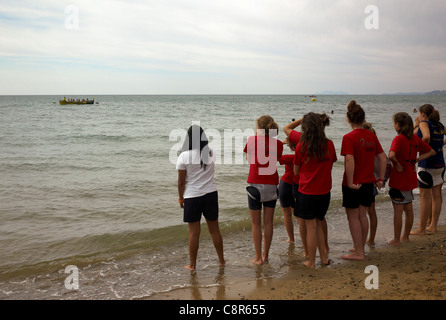 -Kanu Wettbewerb-Dorada Küste, Cambrils Strände, Katalonien (Spanien). Stockfoto